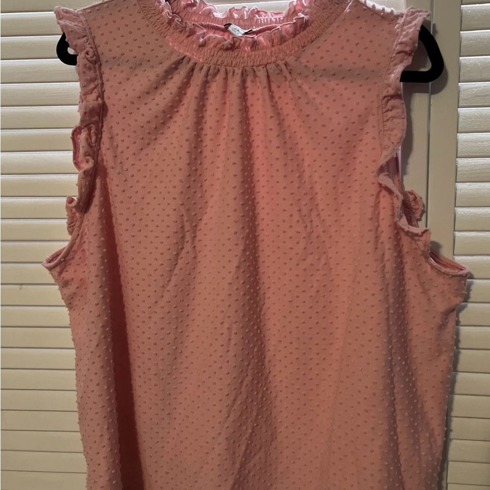 J. Crew Pink Textured Ruffle Blouse